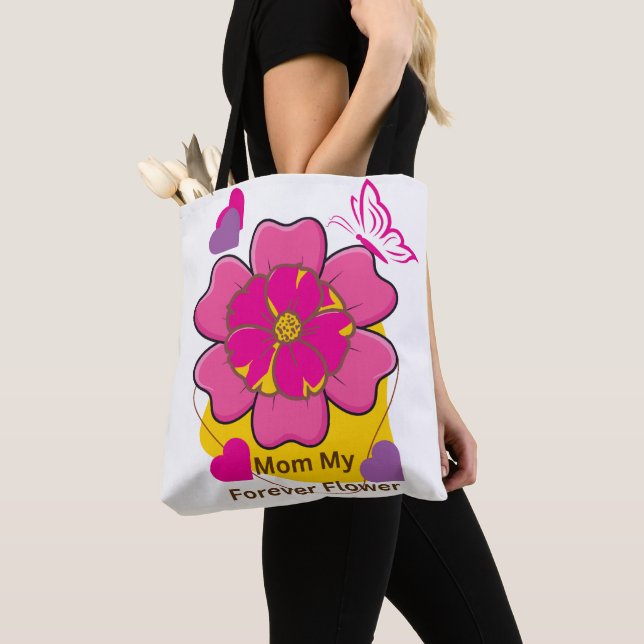 Bolsa Tote Mãe Meu Design de Flor para Sempre Flor (Close Up)