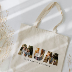 Bolsa Tote Mãe multifotografia melhor e elegante tipografia s