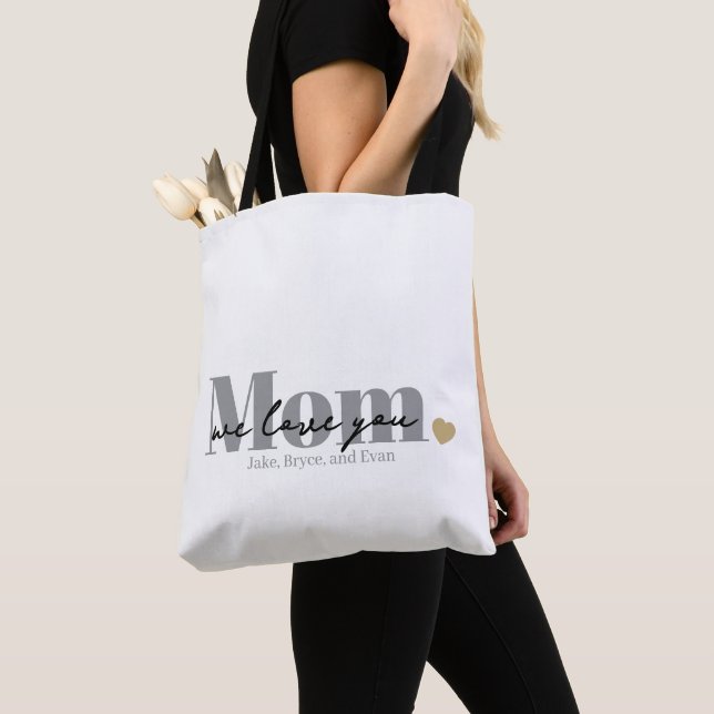 Bolsa Tote Mãe Nós Te Amamos Black Script (Close Up)