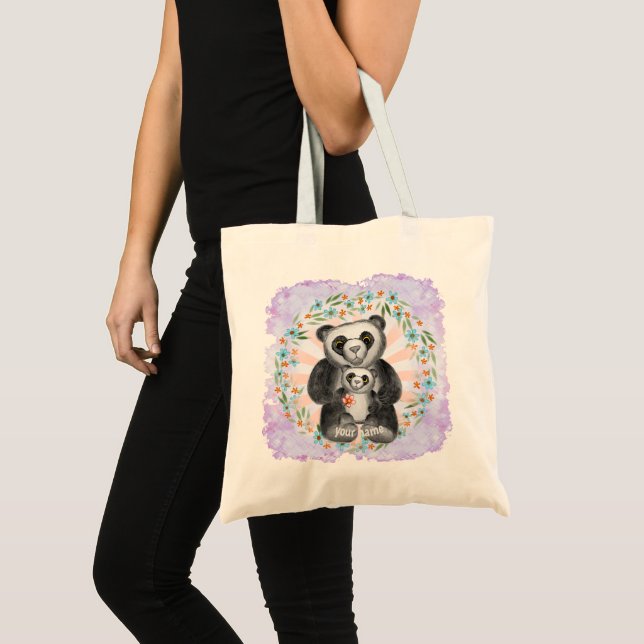 Bolsa Tote Mãe Panda Bear Amor personalizado (Frente (produto))