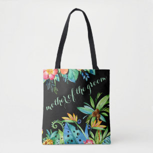 Bolsa Tote Mãe preta floral tropical do noivo
