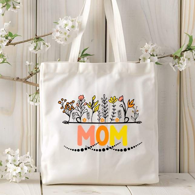 Bolsa Tote Mãe Trendy Modern Floral Flores Botânicas (Criador carregado)