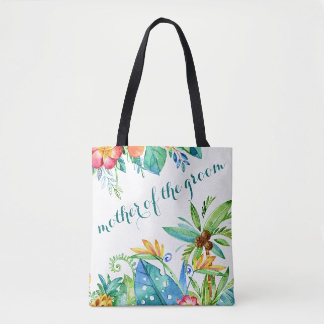 Bolsa Tote Mãe Tropical Floral do Groom (Frente)