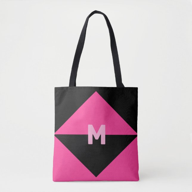 Bolsa Tote Magenta e Preto Moderno (Frente)