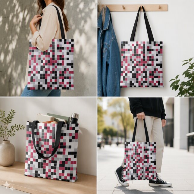 Bolsa Tote Magenta Geométrico Moderno (Criador carregado)