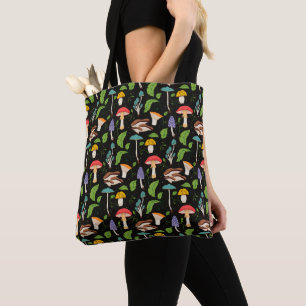 Bolsa Tote Magia da Floresta Profunda: Cogumelos Coloridos em