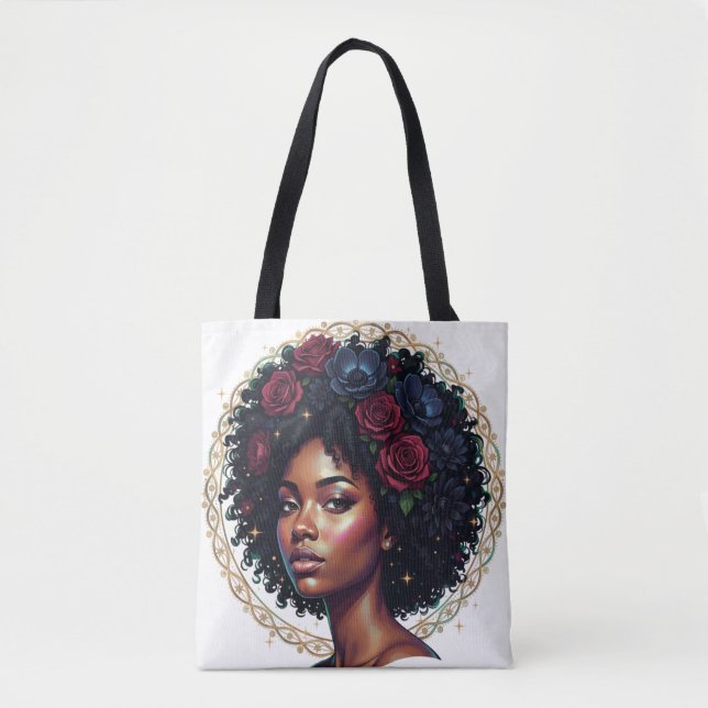 Bolsa Tote Magia de Menina Preta Afro Diva (Frente)