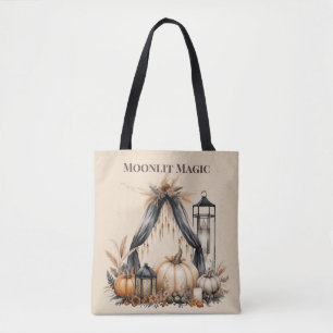 Bolsa Tote Magic Boho Skull & Pumpkin - Bruxa de outono