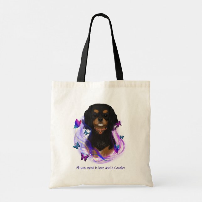 Bolsa Tote Magical Black & Tan Cavalier King Charles Spaniel (Verso)
