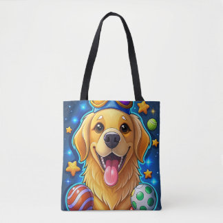 Bolsa Tote Magical Golden Retriever Puppy with Stars
