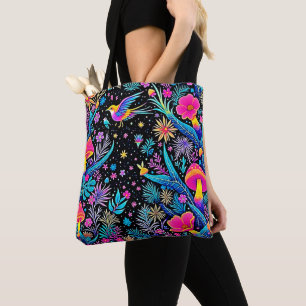 Bolsa Tote Magical Neon Forest Night Design
