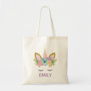 Bolsa Tote Magical Unicorn Personalizado nome brilha