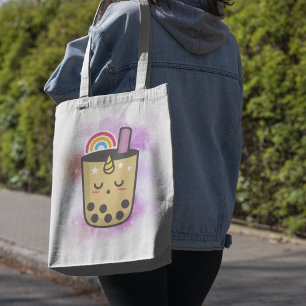 Bolsa Tote Magical Unicorn Rainbow Boba Tea Marca de Toque