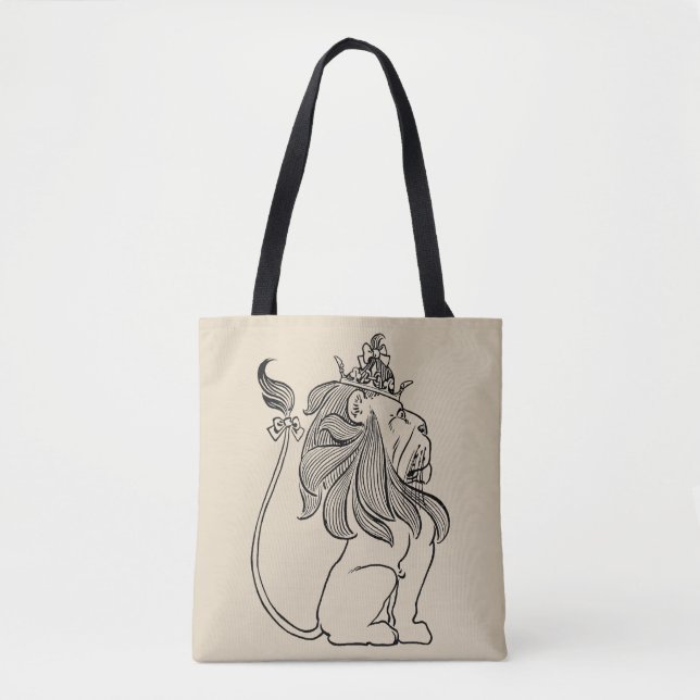 Bolsa Tote Mágico Vintage de Oz, Leão Covarde com Coroa (Frente)