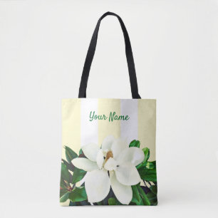 Bolsa Tote Magnolia Bloom Amarelo personalizado e branco
