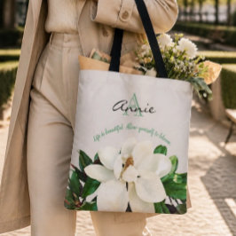 Bolsa Tote Magnólia em Flor | A Vida é Bonita | Personalizado