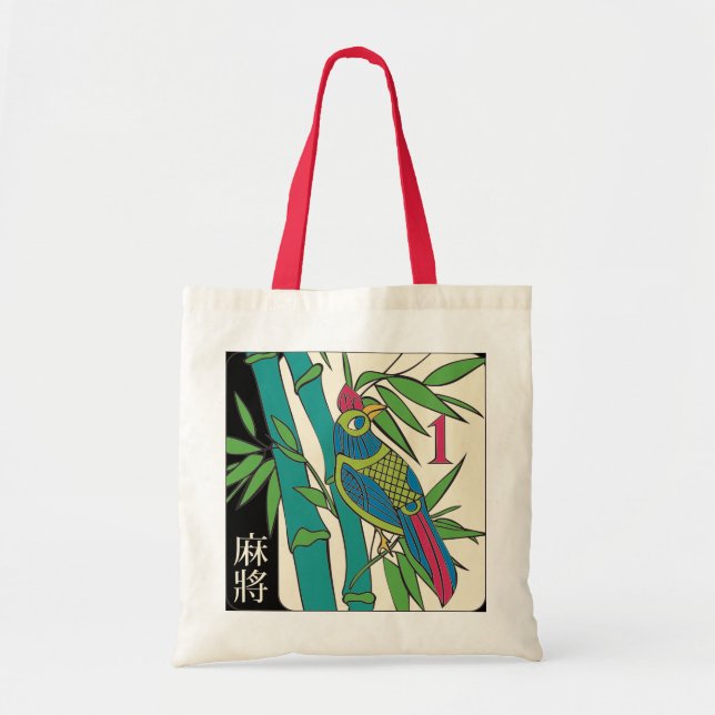 Bolsa Tote Mah Jongg Azulejo Bird (Frente)