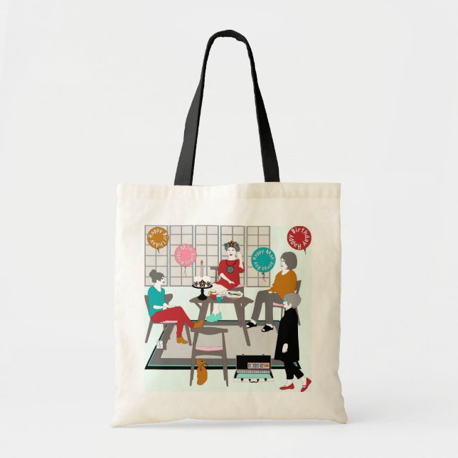 Bolsa Tote Mah Jongg Cat Birthday (Frente)