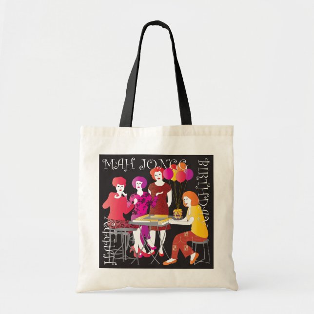Bolsa Tote Mah Jongg Presente Bag de Aniversário (Frente)