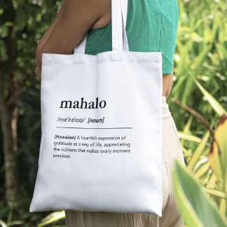 Bolsa Tote Mahalo Definition Hawaiian Word Gratitude Simple