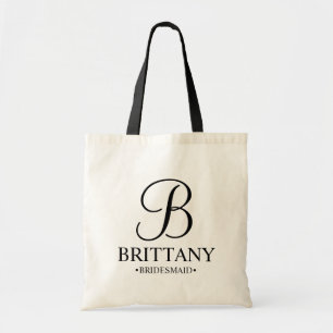 Bolsa Tote Maid de Bridesmaid Personalizada, Preta e Branca