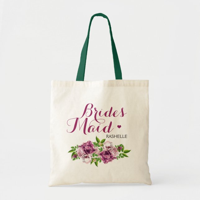 Bolsa Tote Maid De Noivas Florais Rosa (Frente)