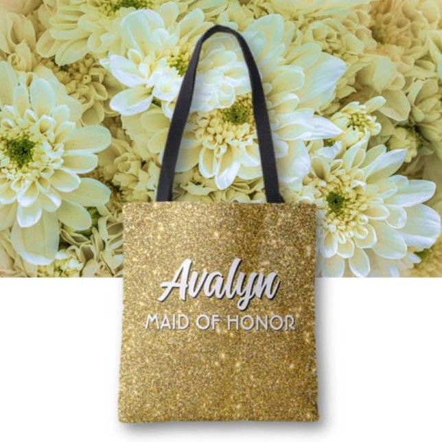 Bolsa Tote Maid of honor Bling! Custom cute Wedding attendant (Criador carregado)