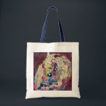 Bolsa Tote Maiden (Virgem), Gustav Klimt, Vintage Art Nouveau<br><div class="desc">O Maiden (também conhecido como A Virgem) (1913), de Gustav Klimt, é uma pintura de retrato simbólico da Era Vitoriana Art Nouveau. Várias mulheres bocejando, esticando e dormindo em uma cama coberta de cobertores coloridos de padrão de mosaico. Sobre o artista: Gustav Klimt (1862-1918) era um pintor simbolista austríaco e...</div>