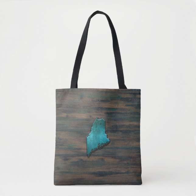 Bolsa Tote Maine State Shape Teal (Frente)