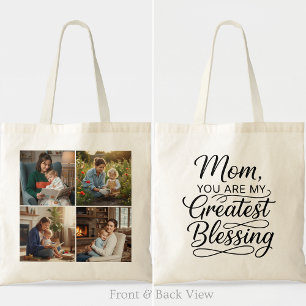 Bolsa Tote Maior Bênção da Mamãe 4 Fotos Grade Moderna