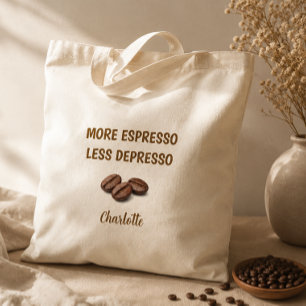Bolsa Tote Mais Café Menos Depressão Nome Divertido de Café