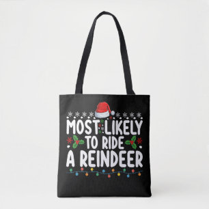 Bolsa Tote Mais Propenso a Andar de Rena Papai Noel Natal
