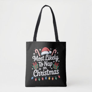 Bolsa Tote Mais Propenso a Dormir no Natal Família Correspond