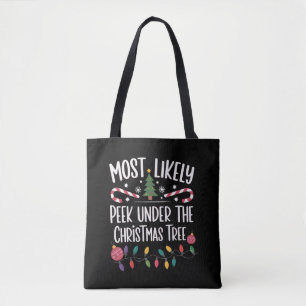 Bolsa Tote Mais Propenso a Espiar Debaixo da Árvore de Natal 