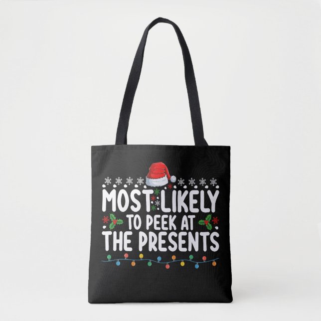 Bolsa Tote Mais Propenso a Espiar os Presentes de Natal (Frente)