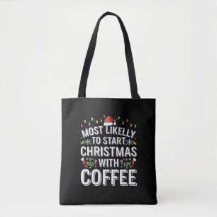 Bolsa Tote Mais Propenso a Iniciar o Natal com Família Café