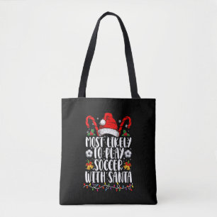 Bolsa Tote Mais Propenso a Jogar Futebol com o Papai Noel Fam