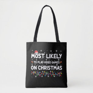 Bolsa Tote Mais Propenso a Jogar Videojogos no Gamer de Natal