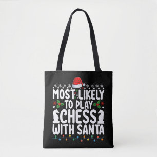 Bolsa Tote Mais Propenso a Jogar Xadrez com Papai Noel no Nat
