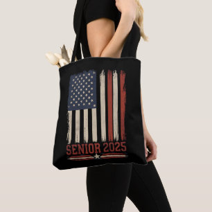 Bolsa Tote Mais velho 2025 American Flag USA Graduation Class