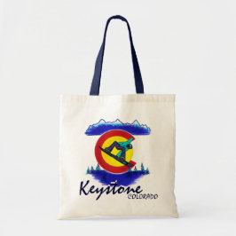 Bolsa Tote Mala de bandeira de neve teal Keystone Colorado
