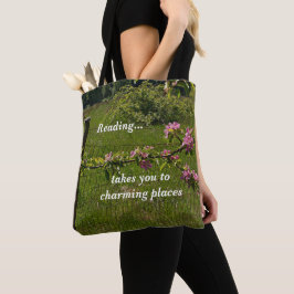 Bolsa Tote Mala de livros do leitor, bela cena campestre