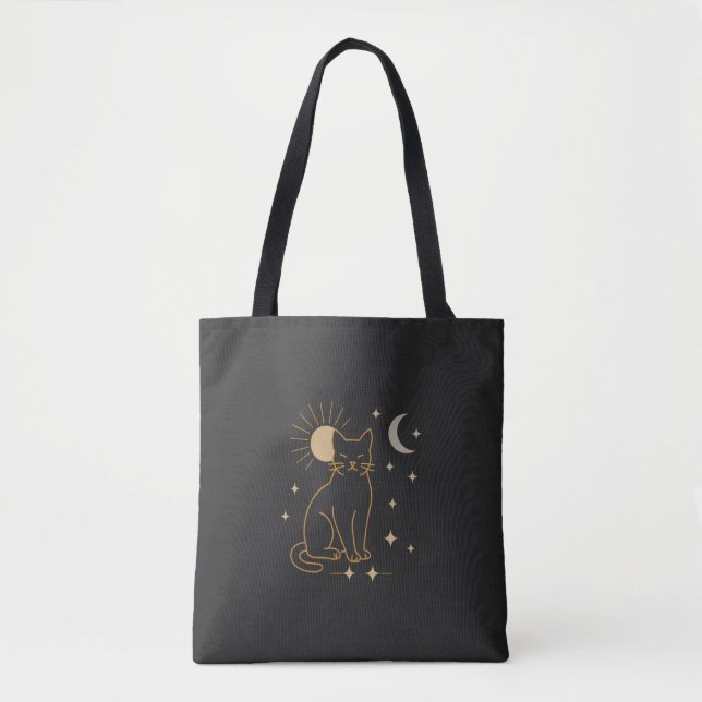 Bolsa Tote Mala de mão Gato Místico - Linha Celestial Minimal (Frente)