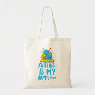 Bolsa Tote Mala de orçamento do meu lugar feliz de tricô