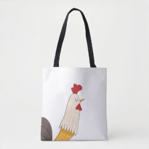Bolsa Tote mala fofinha com ilustração de doodle de frango