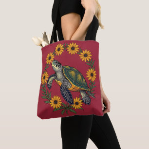 Bolsa Tote Malaclemys Terrapin E Flores Black Eyed Susan