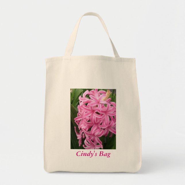 Bolsa Tote Malas de tela de flores rosa personalizadas (Frente)