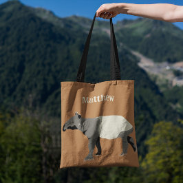 Bolsa Tote Malayan or Asian Tapir Animal Illustration
