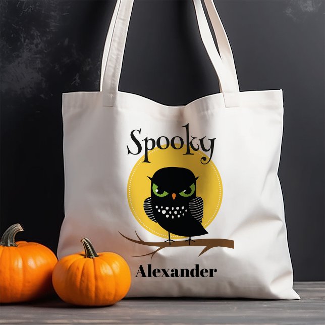 Bolsa Tote Maldita Coruja Negra Personalizada Halloween (Criador carregado)