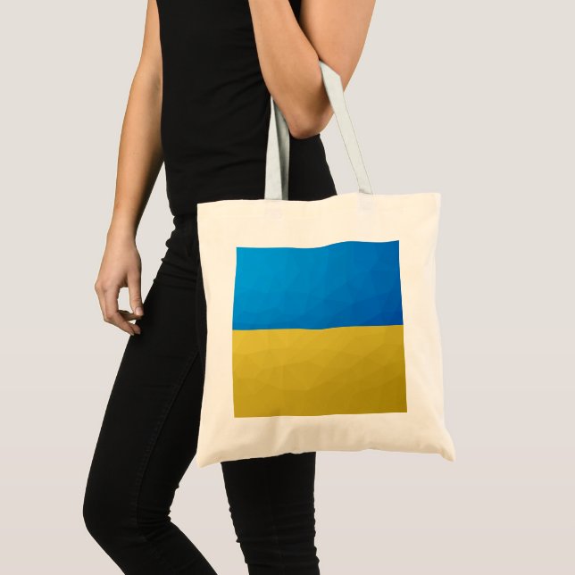Bolsa Tote Malha geométrica azul-amarela da Ucrânia (Frente (produto))